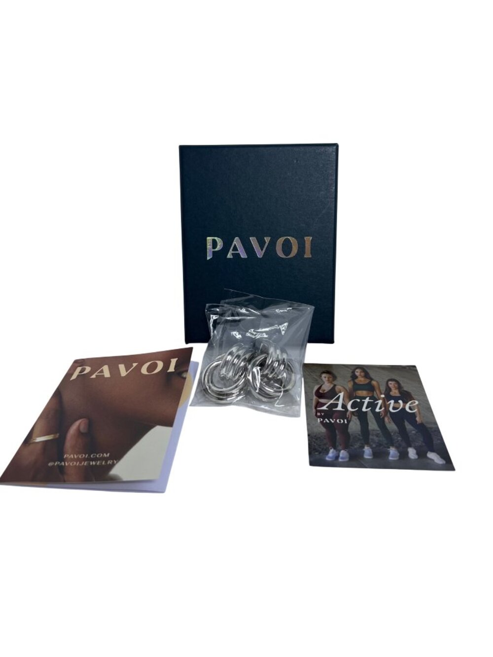 Pavoi Rhodium Plated Chunky Geo Door Knocker Pierced Earrings (6416)